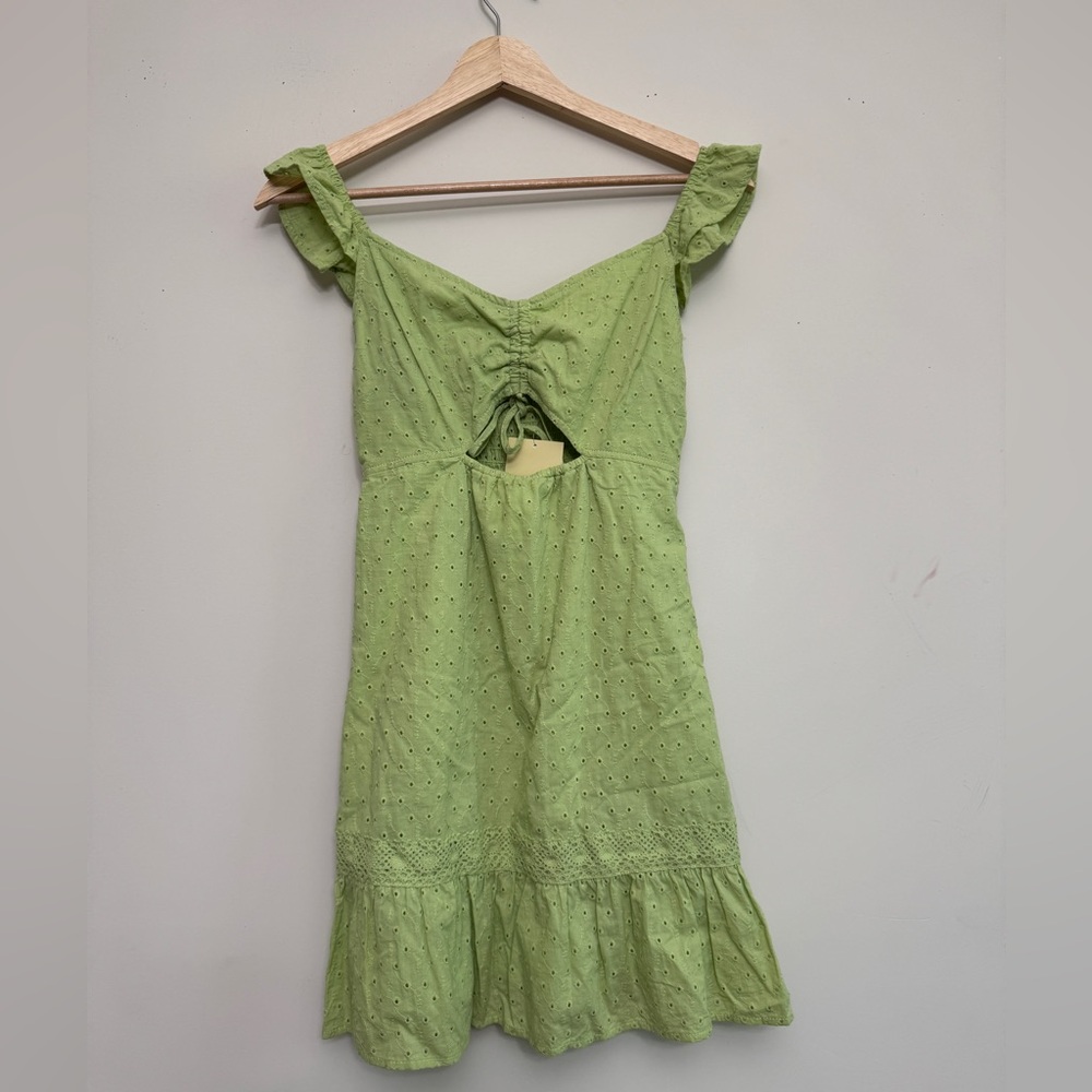 Green Eye-let Pattern Dress